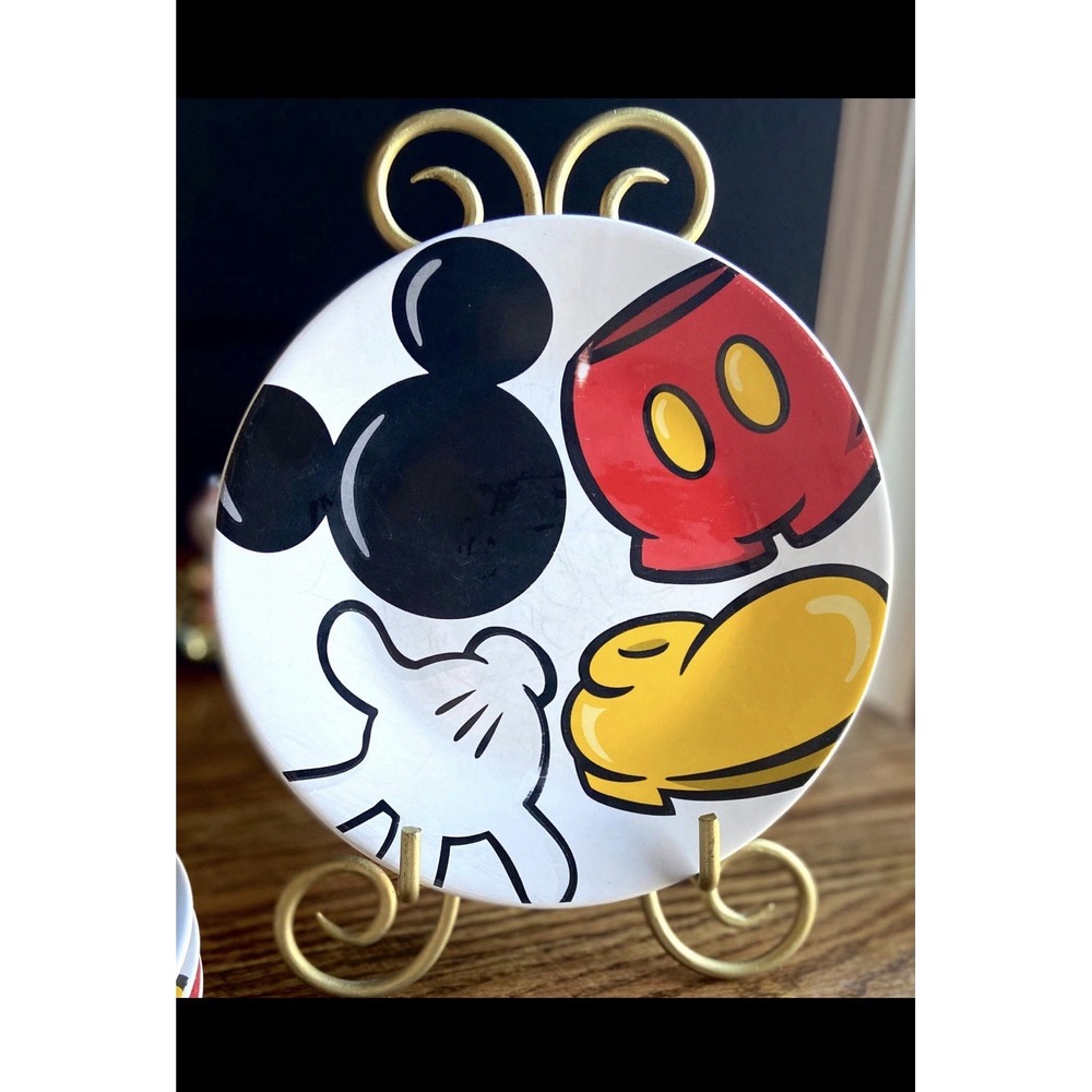 Disney Parks Mickey Mouse Icon Pop Art 8 Inch Ceramic Plates- VINTAGE Set of 3